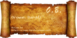 Orowan Bardó névjegykártya